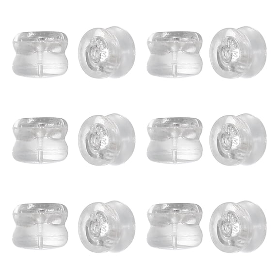 12pcs Earring Backs, Silicone Clear Earring Backs Replacements Making Kit Locking Secure Earrings Back for Studs Droopy Earrings for Women Men, White Gold