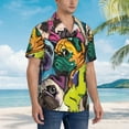 thumbnail image 3 of Sikiie Colorful Pug Print Men's Hawaiian Shirt, Summer Beach Button Pocket Short Sleeve T-Shirt,XX-Large, 3 of 7