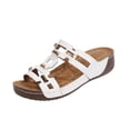 thumbnail image 2 of Hurxie Flat Sandals for Women Dressy: Comfortable Flats Sandals Women Open Toe Women Walking Shoes Summer White 42, 2 of 7