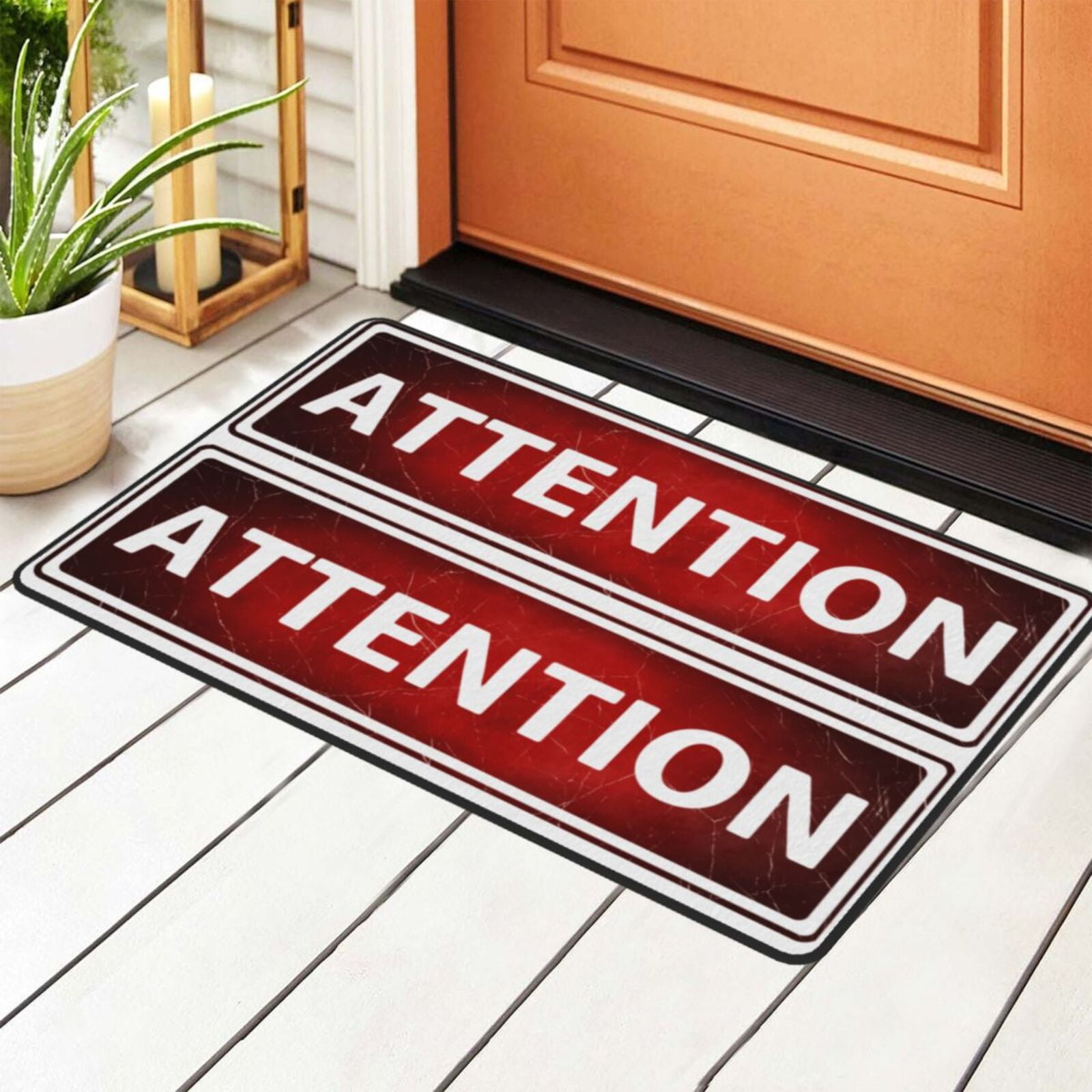 ZICANCN Area Rugs Doormat , Warning Notice Banner Facecloth Non-Slip ...
