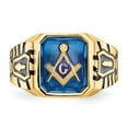 thumbnail image 3 of Finest Gold 10K Blue Acrylic Mens Masonic Ring, Size 10, 3 of 5