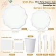 thumbnail image 2 of Suministros de fiesta Ziliny, 350 unidades, desechables, blancos, para 50 invitados, 2 of 6