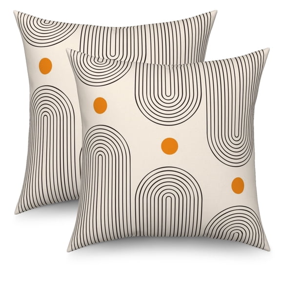 Pbobriich Boho Throw Pillow Covers 18"x18" Set of 2 Mid-Century Minimalist Decorative Pillow Covers for Sofa Couch Bed