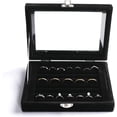 thumbnail image 2 of Bandeja Organizadora de Anillos/Pendientes con Tapa Transparente, Caja de Almacenamiento de Joyería de Terciopelo con Ranuras para Anillos, Inserto para Cajón, Caja de Exhibición, 2 of 4