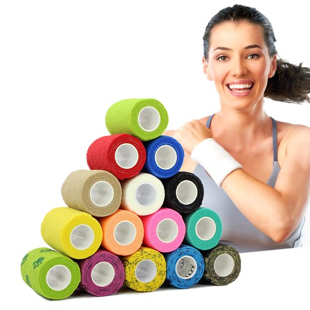 6 Rolls Waterproof Self-Adhesive Elastic Bandage Cohesive First Aid Tape Medical Health Care Therapy Bandage 2.5/5/7.5/10cm6 rolls light green7.5cmx4.5m He Qiyong unisex