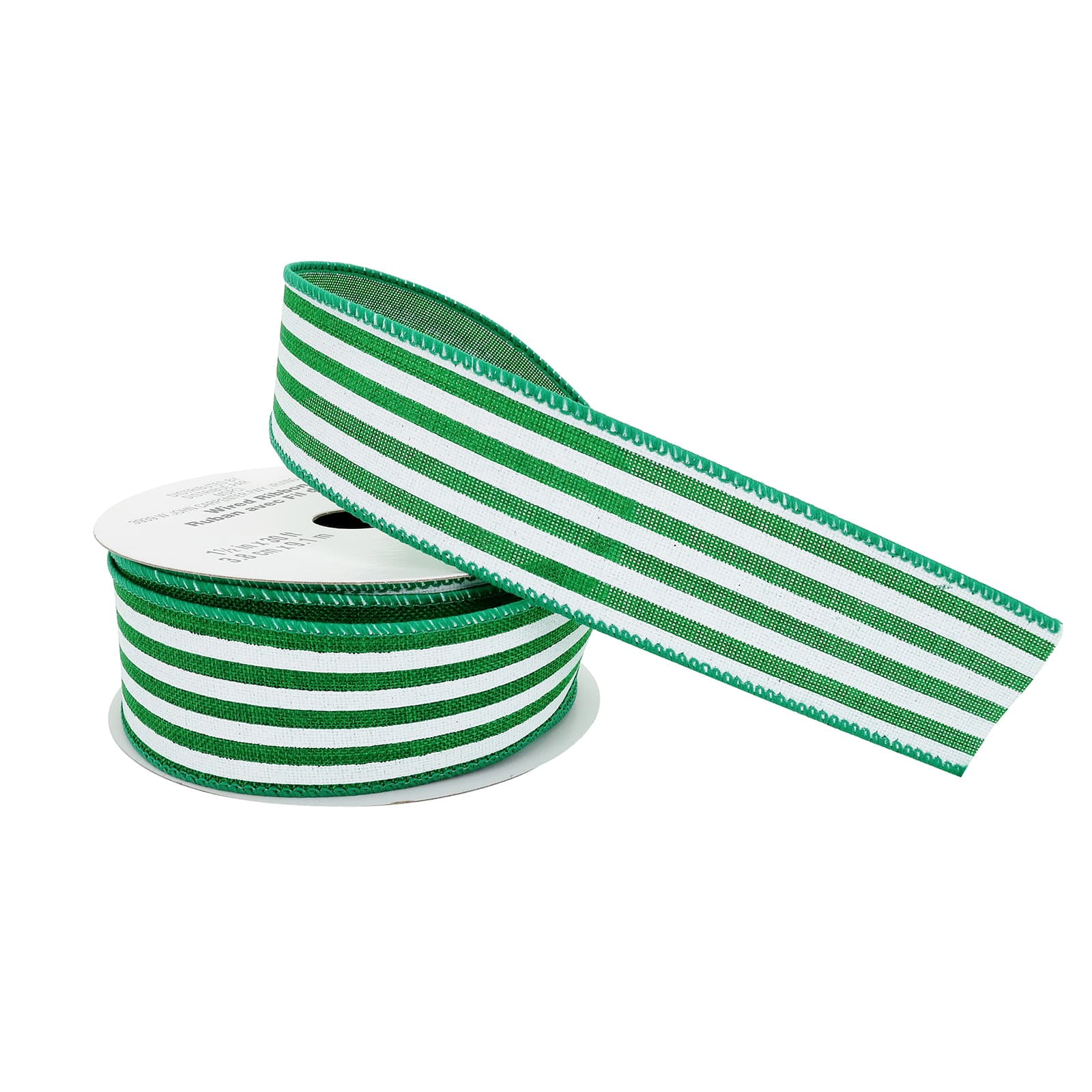 12 Pack: 1.5" x 10yd. Faux Linen Wired Thin Striped Ribbon by Celebrate It Specialty