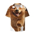 thumbnail image 2 of Lsque Happy Fluffy Running Dog print Men's Cuban Collar Short Sleeve Shirt Summer Beachwear Casual Button Down Fashionable Vacation Leisure Shirt-XX-Large, 2 of 7