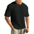 thumbnail image 2 of ADSSDQ Men's Round Neck Short Sleeve Waffle Knit Tee Summer Casual T Shirt Tops Black XL, 2 of 5
