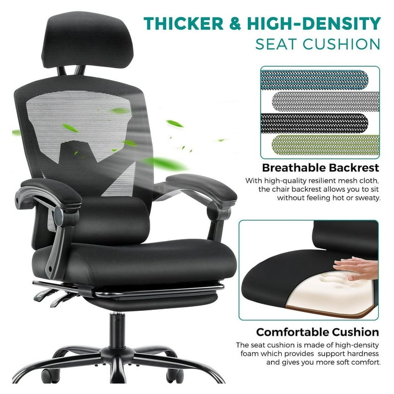 Gaming Chair - Ergonomic Office Chair with Foot Rest Reclining Office Chair,  High Back Mesh Home Office Computer Desk Chair with Wheels, Adjustable  Headrest, Lumbar Support, Padded Arms 