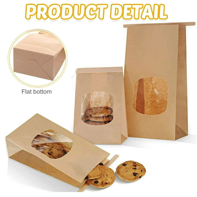 BagDream 50Pcs Kraft Bakery Bags with Window, 3.54x2.36x6.7 BagDream 50Pcs Kraft Bakery Bags with Window, 3.54x2.36x6.7