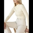 thumbnail image 2 of Suéter de Cuello Alto Acanalado para Mujer, Larga, Blusa Térmica de Peso Medio Albaricoque un Tamaño, 2 of 10