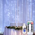 thumbnail image 1 of LED Fairy Curtain String Lights, 3x3 M, 300 LED Window Light with Remote Control USB Powered for Bedroom Wall, Seasonal Christmas Halloween (White), 1 of 8