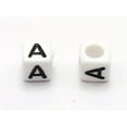 thumbnail image 5 of U8MO 500 White with Black Acrylic Alphabet Letter "A-Z" Acrylic Cube Pony Beads 6X6mm-V, 5 of 7