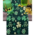 thumbnail image 1 of Chemin de Table en Coton et Lin pour la Saint-Patrick, Feuilles de Trèfle Porte-Bonheur, Antidérapant et Résistant à la Chaleur, pour Table de Cuisine Familiale, 13x70 Pouces, 1 of 7