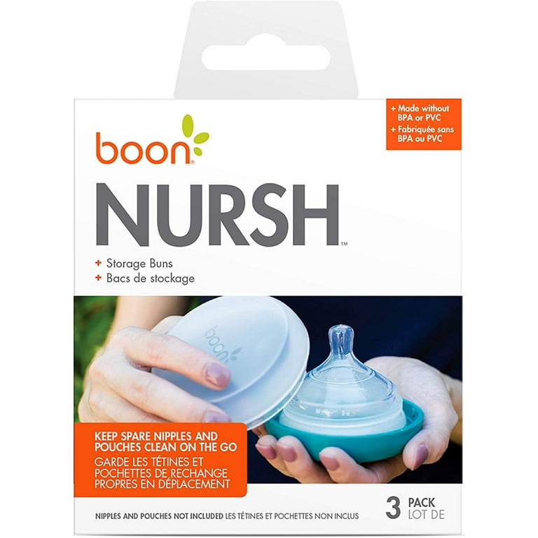 Boon Nursh Baby Bottle Storage Buns Baby Bottle Holder for Nursh Baby Bottles Travel Baby Bottle Holder Blue and White 3 Count 3 Count Pack