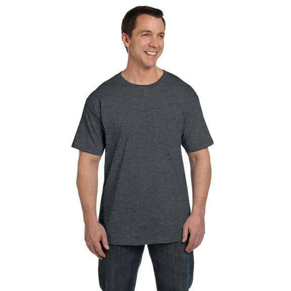 Hanes Beefy-T Adult Pocket T-Shirt , 5190P , CHARCOAL HEATHER , XX-Large