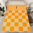 thumbnail image 2 of jejeloiu Modern Geometric Geometric Twin Sheet Sets,Minimalist Buffalo Checkered Twin Fitted Sheet,Orange White Grid Flat Sheet For Teens,Luxury Bedroom Decor,3 Pieces, 2 of 7