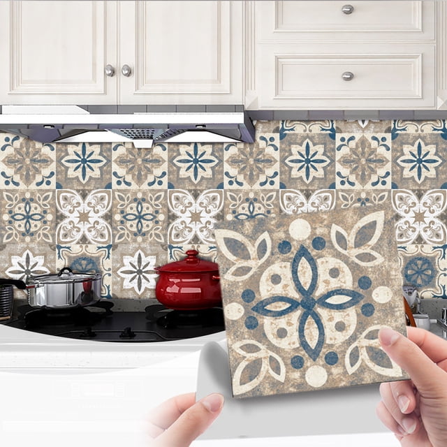Wall Decor 6pc Peel And Stick Ceramic Tile Paste 3D Lattice Crystal Ceramic Tile Paste DIY Waterproof Self Adhesive Wall Sticker