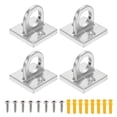 thumbnail image 1 of Uxcell 4 Pcs Eye Plate Hook, Zinc Alloy Metal Ceiling Hook Eye Pad Loop with 8 Screws 8 Expansion Screws for Ropes Chains Hanging Signs Barrier Lines Hanging Plants, Brushed Silver Tone, 1 of 6