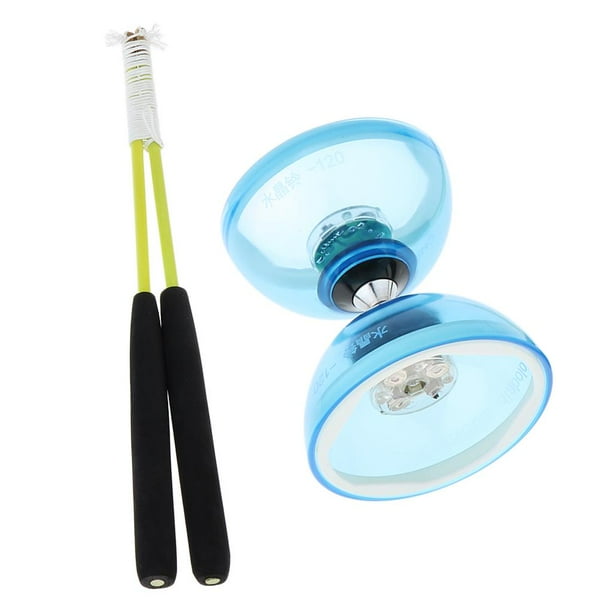 Diábolo para con Triple Rodamiento Emisor de lámpara Varillas de Cuerda - Azul, tal se describe CUTICAT Juguete Diabolo