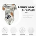 thumbnail image 6 of The Xecao Tropical Leaves Women's Crew Neck Body Suit, a short-sleeved bodysuit and basic swimsuit, both comfort and style for dating and daily life, 6 of 9