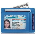 thumbnail image 2 of Credit Card Holder with ID Window RFID Protected Genuine Leather Slim Wallet (LBlue), 2 of 7