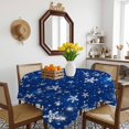 thumbnail image 3 of Blue Snowflake Christmas Table Cloth Waterproof Tablecloths, Winter Xmas Snowflake Tablecloth Dining Table Cover for Kitchen Party Tabletop Outdoor, Square Tablecloth 60x60 Inch, 3 of 9