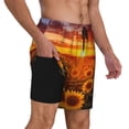 thumbnail image 2 of Fotbe Sunset Golden Sunflower Field Men’s Swim Trunks Quick Dry Swim Shorts Board Shorts with Mesh Lining-Small, 2 of 9