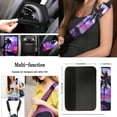thumbnail image 4 of Yuyamidu Purple Sunset Car Seat Cover Full Set of 13 Coconut Tree Steering Wheel Cover Auto Seatbelt Pads Cup Coaster Armrest Cover Keychain for Women Men, 4 of 6