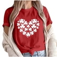 thumbnail image 1 of Camiseta de Manga Corta de Cuello Redondo Impresa de Primavera Superior de las Mujeres, Mezcla Ligera de Poliéster para Uso Diario Y de Fiesta Casual, 1 of 8