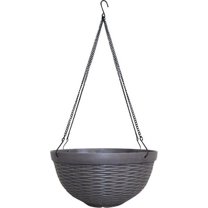 Southern Patio HDR-054788 Jamaica Wicker Hanging Basket with Metal Display, Brown - 12 in.