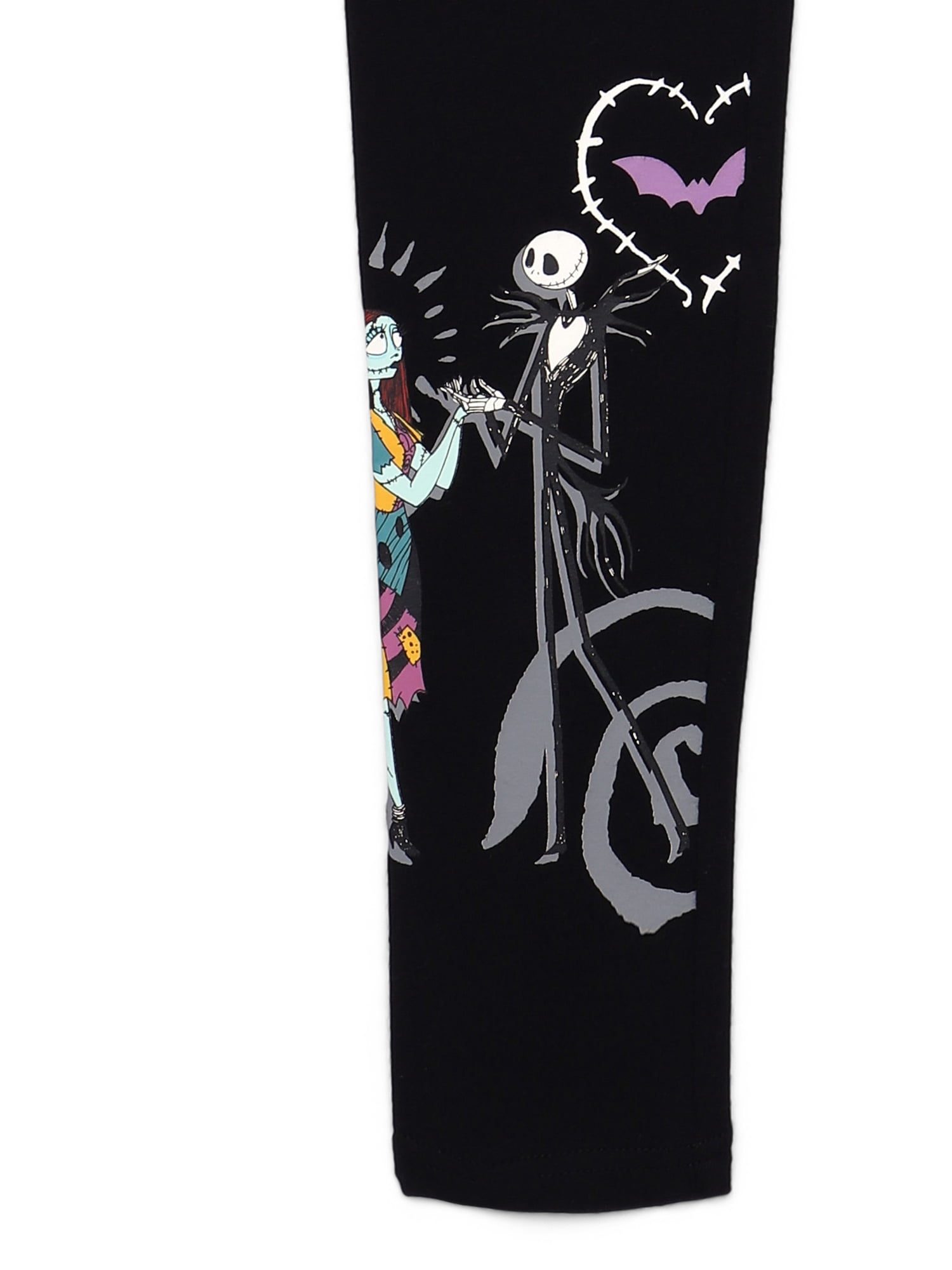 The Nightmare Before Christmas Girls Jack and Sally Graphic Leggings, Sizes 4-16