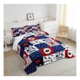 thumbnail image 2 of Ice Hockey Comforter Set Queen Size,Geometric Check Patchwork Stylish Bedding Set,Athlete Winter Sports Theme Down Comforter for Kids Teens Boys Bedroom Decor,Blue Red Duvet Insert,3pcs,2 Pillowcases, 2 of 5