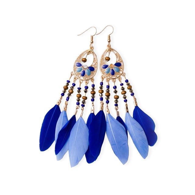 1 par de pendientes bohemios con cuentas, gotas para los oídos, adornos duraderos con borlas, decoración de joyas, accesorios de moda, regalos Ropa, zapatos y accesorios Miscelánea Azul real Jumpingount AP009325-02B