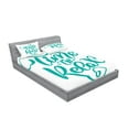 thumbnail image 2 of Ambesonne Saying Fitted Sheet & Pillow Sham Set, Time to Relax Phrase Design, Full, Teal and White, 2 of 2