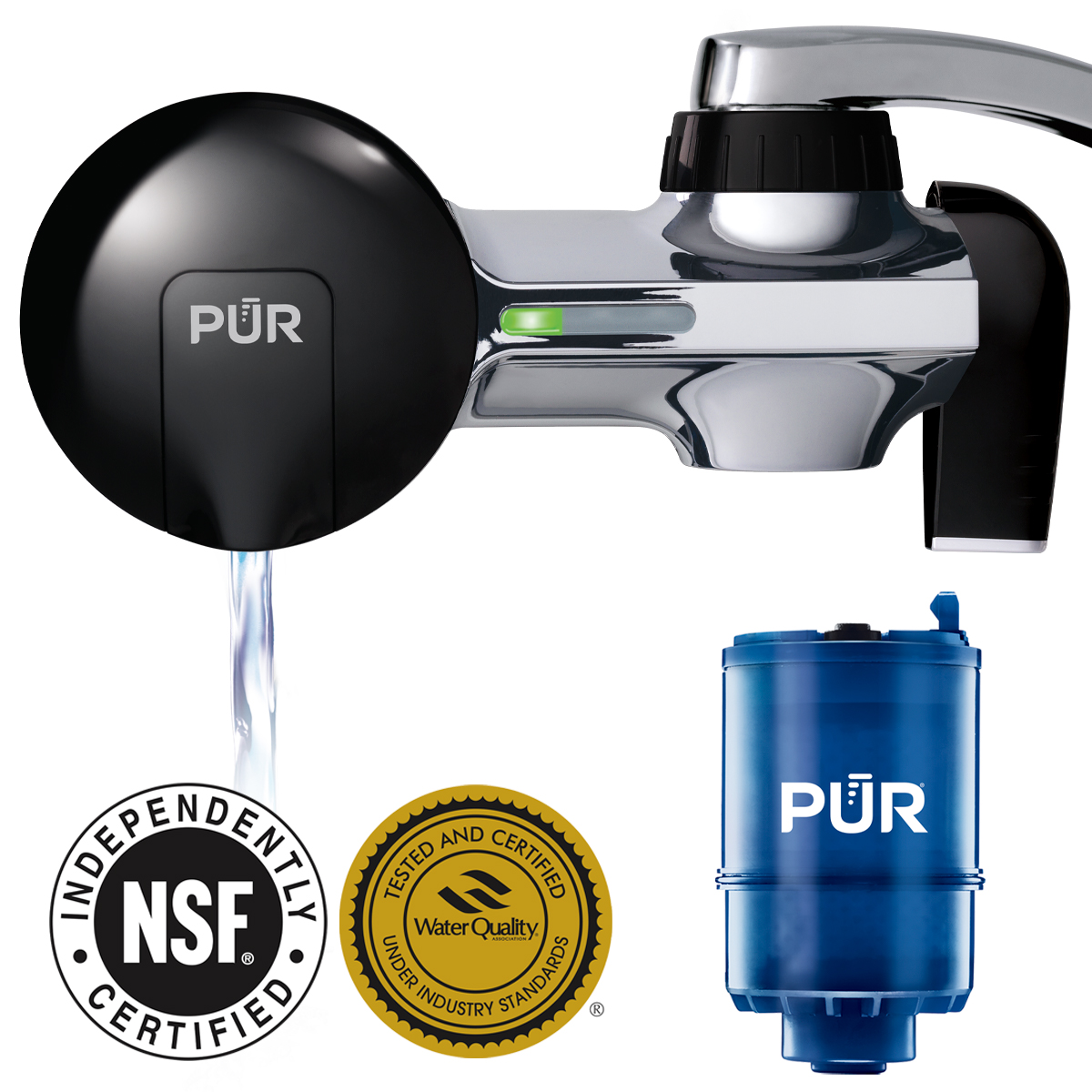 Buy PUR Plus Faucet Mount Water Filtration System, Black & Chrome