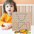 thumbnail image 1 of Juguetes de madera Geoboard para niños tarjetas de patrón de bloque Ehuebsd manipulativo matemático tablero geométrico con bandas de goma rompecabezas de tallo, 1 of 9