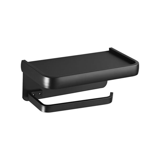 Advancent Rollo de pañuelos sin perforaciones con soporte para teléfono móvil Estante de papel higiénico Estante de almacenamiento de aluminio Hardware Cocina y Comedor Negro Advancent HA066928-02