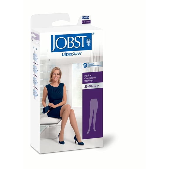 Jobst Ultrasheer Diamond Pattern 15-20 Closed Toe Thigh High Compression Stockings Black Small