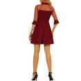 thumbnail image 3 of INSPIRE CHIC Vestido de Mujer de Malla Transparente con Mangas 3/4 y Abertura en Forma de Llave, Vestido Mini A-Line para Fiesta XS Burdeos, 3 of 8