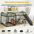 thumbnail image 3 of Bellemave Quad Bunk Beds with Slide, Metal Full and Twin Corner Bunk Beds for 4, Heavy-Duty L-Shape Floor Bunk Bed for Teens Bedroom（Black）, 3 of 12