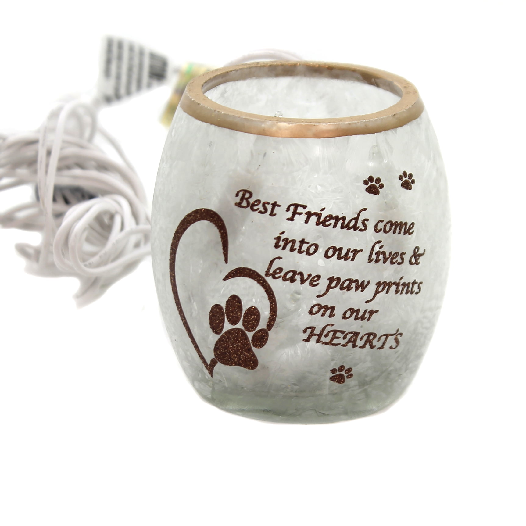 Cat's Leave Paw Prints On The Heart Love My Cat Mirrored Tealight Candle Holder 