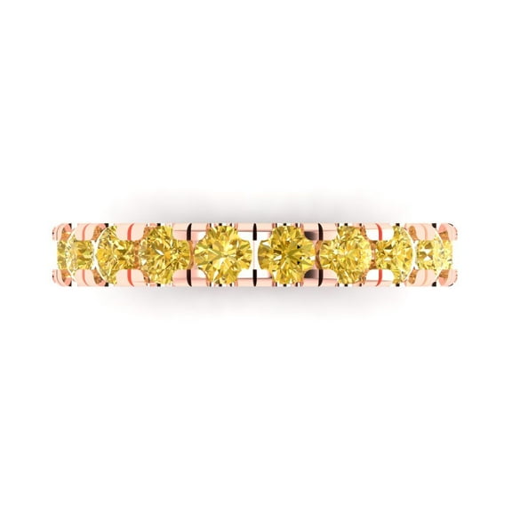 1 ctw Wedding Band for Women - 18K Rose Gold Natural Citrine Stackable Eternity Ring
