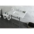 thumbnail image 3 of Kingston Brass LMS36MBSQ1 Pemberton 36" Carrara Marble Console Sink with Brass Legs (8-Inch, 3-Hole), Carrara Marble White/Polished Chrome, 3 of 8