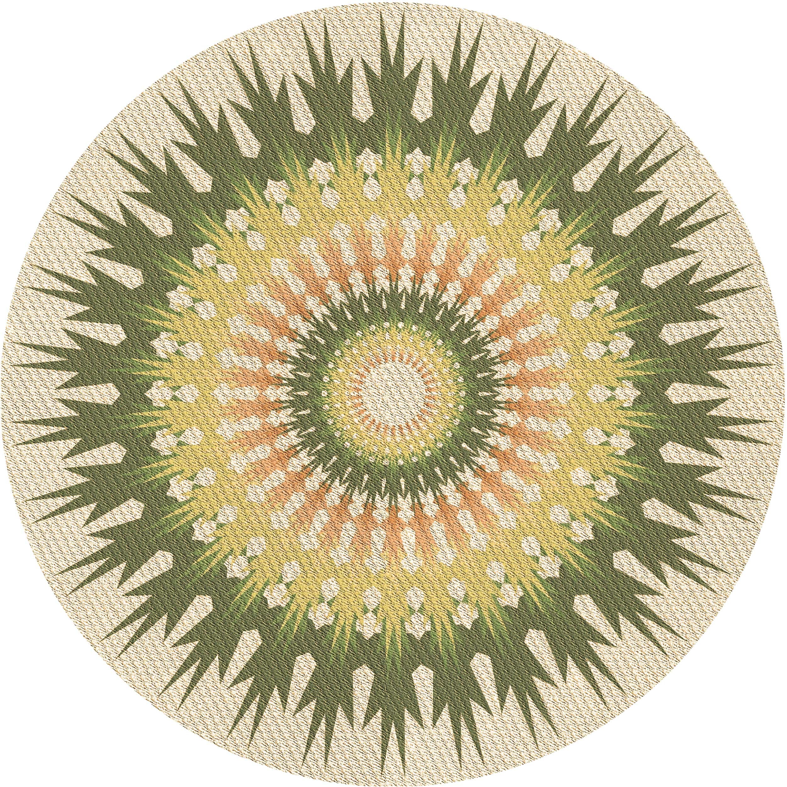 Ahgly Company Indoor Round Patterned Khaki Gold Area Rugs, 6' Round