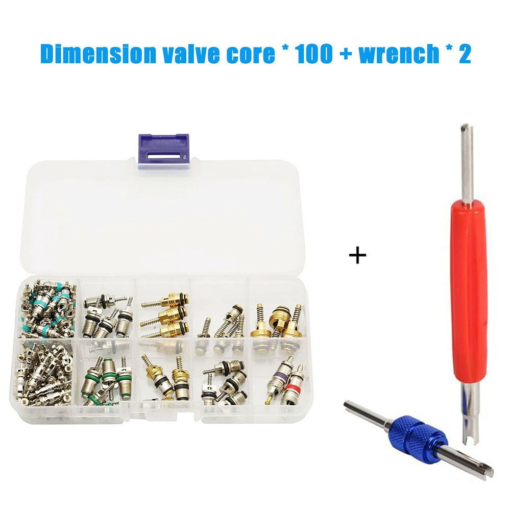 102X R134A Car A/C Air Conditioning Valve Cores Auto Air Con Tool Kit 1/4" 5/16"
