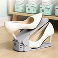 thumbnail image 4 of Linnome 2 Pack Shoe Rack Double Layer Shoe Holder Plastic Space Saving Storage Organizer for Closet 9.84x3.94in Gray, 4 of 6