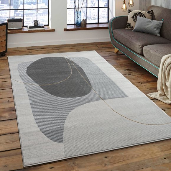 LaDole Rugs 6x9 ft Modern Premium Area Rug | Luxury Carpet For Bedroom, Living Room, Kitchen, Dining, Indoor Floor Décor | Gold Grey