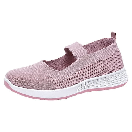 

iOPQO Women s casual shoes Women s Fashion Casual Breathable Wedges Slip On Walking Sneakers Loafers Shoes Ladies Casual Wedge Heel Soft Pink 37