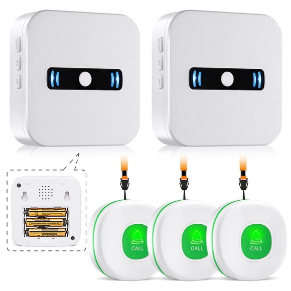 Daytech Caregiver Pager Wireless Alert Button for Seniors Battery Powered Emergency Call Buttons for Elderly/Patients SOS Home Pager, 3 Call Bells 2